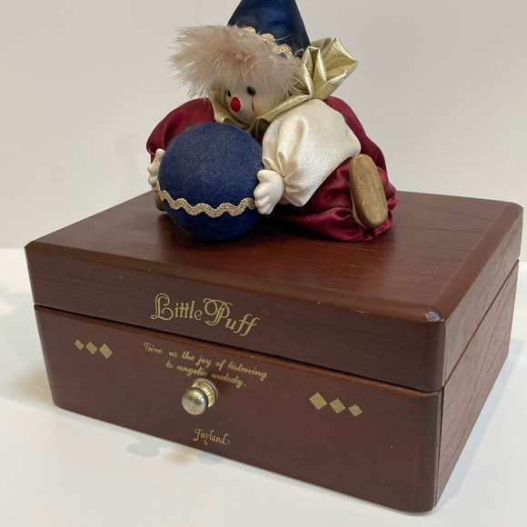 Vintage Japan Little Puff Motorized Musical Jewelry Box with Clown WORKS! - Picture 4 of 14